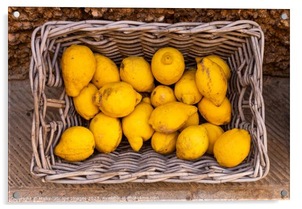 Lemons in a wicker basket Acrylic by MallorcaScape Images