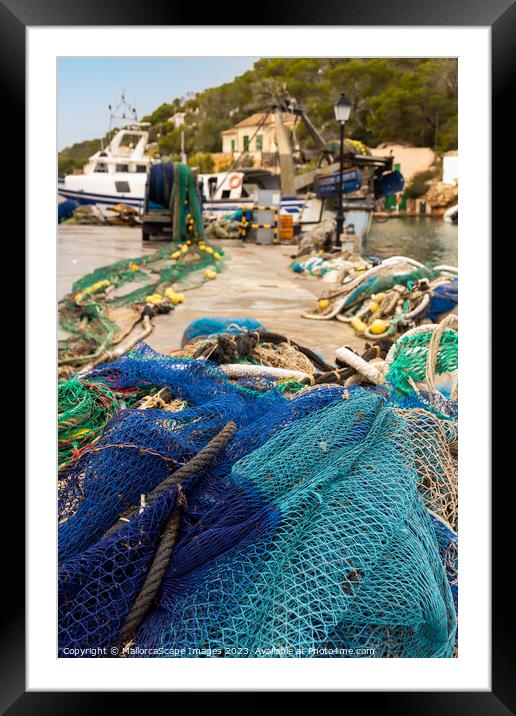 Fishing nets in the port of Cala Figuera, Majorca Framed Mounted Print by MallorcaScape Images