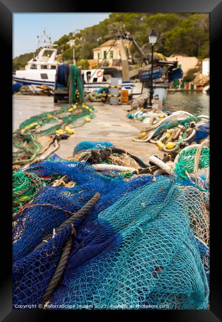 Fishing nets in the port of Cala Figuera, Majorca Framed Print by MallorcaScape Images