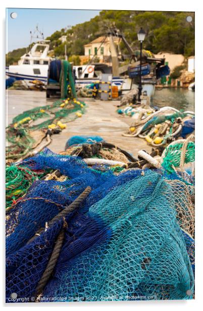Fishing nets in the port of Cala Figuera, Majorca Acrylic by MallorcaScape Images
