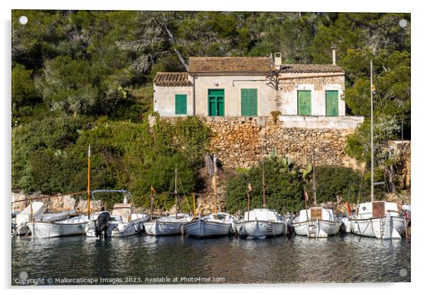 Old fisherman's house and boats in Cala Figuera Acrylic by MallorcaScape Images