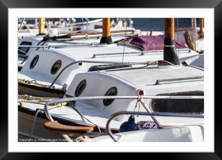 Small fishing boats in Majorca Framed Mounted Print by MallorcaScape Images