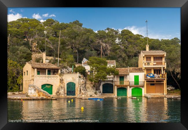 Fisherman's houses and boathouses in Cala Figuera Framed Print by MallorcaScape Images