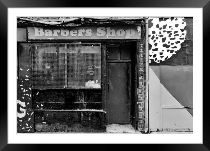 Barber Shop - Mono Framed Mounted Print by Glen Allen