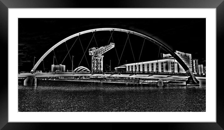 Glasgow`s Clyde Arc  and Finnieston Crane  (abstra Framed Mounted Print by Allan Durward Photography