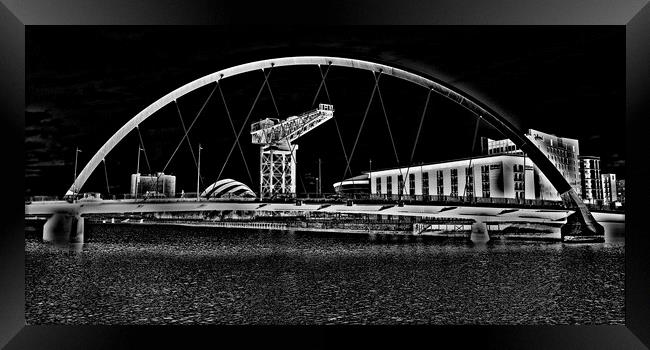 Glasgow`s Clyde Arc  and Finnieston Crane  (abstra Framed Print by Allan Durward Photography