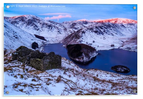 Winter Sunrise, Haweswater Acrylic by Nigel Wilkins