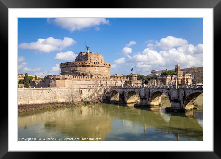 Bridge and castle Sant Angelo, Rome Framed Mounted Print by Paulo Rocha