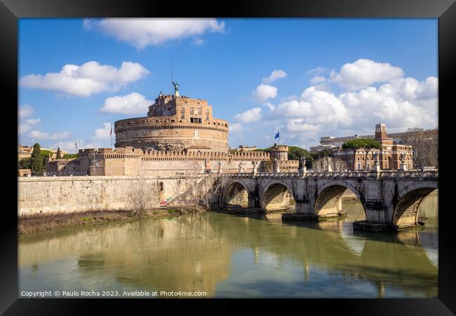 Bridge and castle Sant Angelo, Rome Framed Print by Paulo Rocha