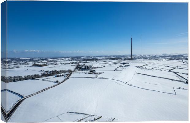 Emley Moor Heavy Snow Canvas Print by Apollo Aerial Photography