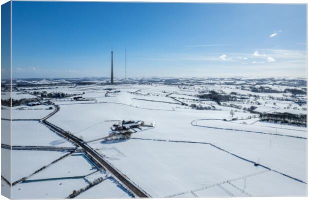 The Emley Moor Heavy Snow Canvas Print by Apollo Aerial Photography
