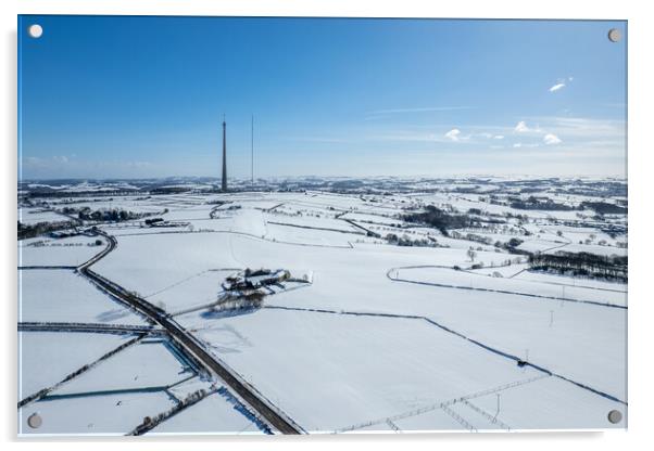 The Emley Moor Heavy Snow Acrylic by Apollo Aerial Photography
