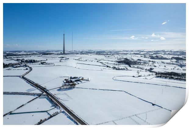 The Emley Moor Heavy Snow Print by Apollo Aerial Photography
