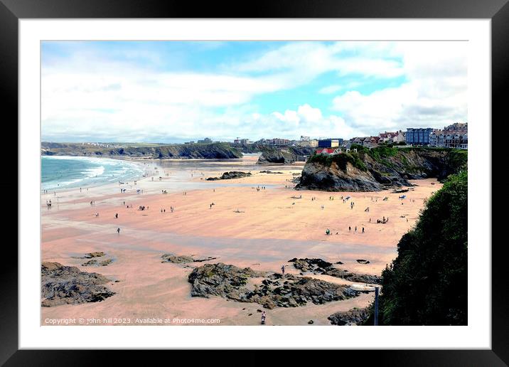 Newquay beaches at Low tide. Framed Mounted Print by john hill