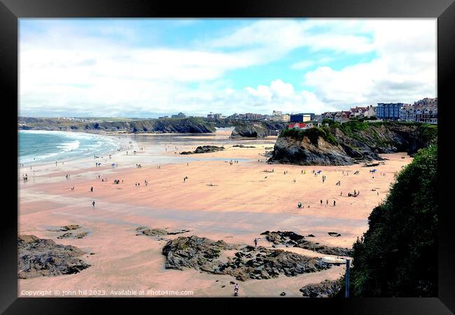 Newquay beaches at Low tide. Framed Print by john hill