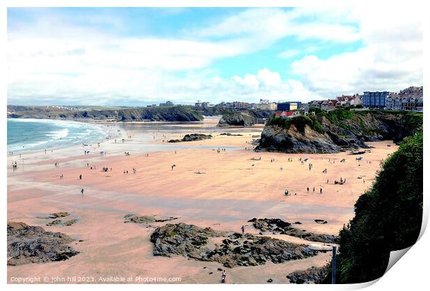 Newquay beaches at Low tide. Print by john hill
