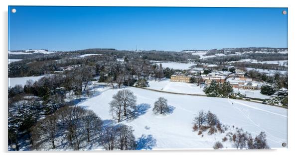 Cannon Hall In The Snow Acrylic by Apollo Aerial Photography