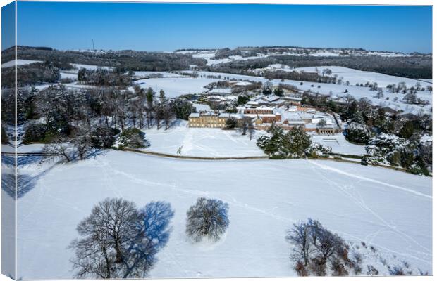 Cannon Hall In The Snow Canvas Print by Apollo Aerial Photography