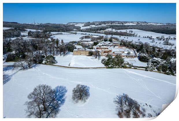 Cannon Hall In The Snow Print by Apollo Aerial Photography