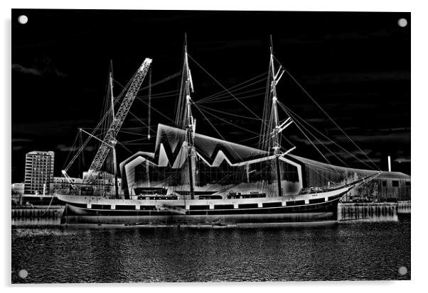 Tall ship Glenlee on the River Clyde, Glasgow. Acrylic by Allan Durward Photography