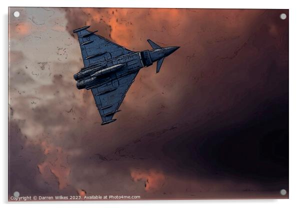 RAF Typhoon Fighter Jet POP Art Acrylic by Darren Wilkes