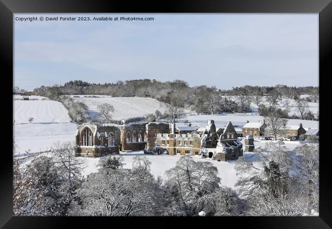 Egglestone Abbey Winter Scene, Barnard Castle, County Durham Framed Print by David Forster