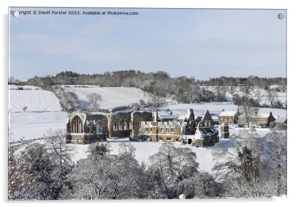 Egglestone Abbey Winter Scene, Barnard Castle, County Durham Acrylic by David Forster