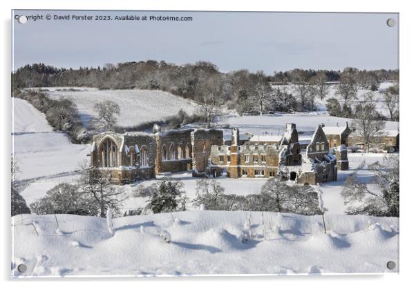 Egglestone Abbey Winter Scene, Barnard Castle, County Durham Acrylic by David Forster