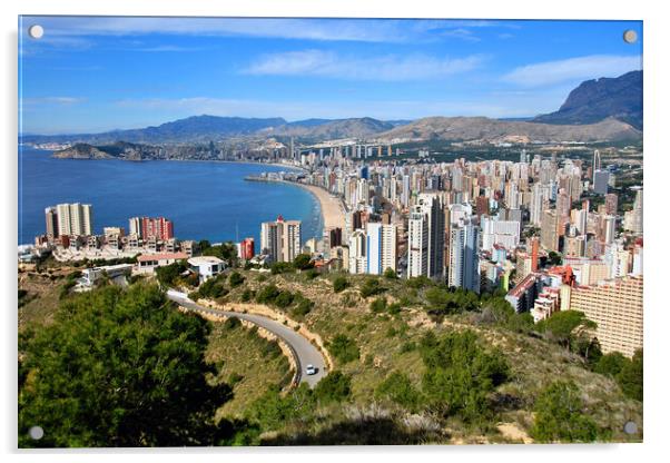 Benidorm Skyline Cityscape Costa Blanca Spain Acrylic by Andy Evans Photos