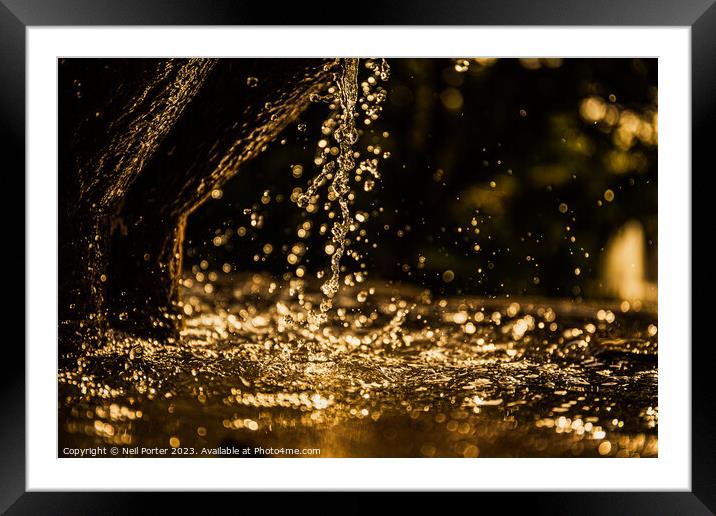 Sunkissed Fountain Framed Mounted Print by Neil Porter