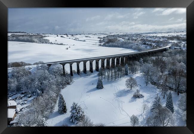 Penistone Viaduct In The Snow  Framed Print by Apollo Aerial Photography