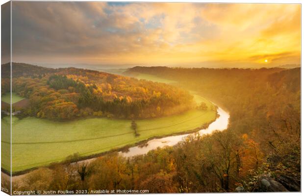 The River Wye from Symonds Yat Rock, at sunrise Canvas Print by Justin Foulkes