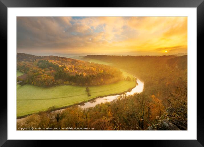 The River Wye from Symonds Yat Rock, at sunrise Framed Mounted Print by Justin Foulkes