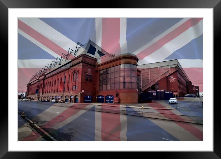 Ibrox stadium, Union Jack  (abstract) Framed Mounted Print by Allan Durward Photography