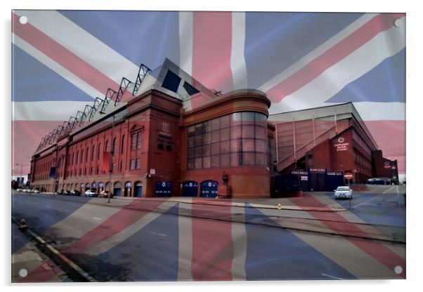 Ibrox stadium, Union Jack  (abstract) Acrylic by Allan Durward Photography