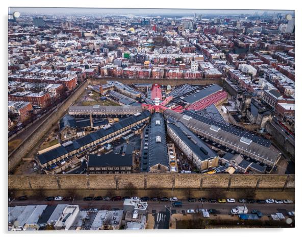Eastern State Penitentiary in Philadelphia - aerial view - travel photography Acrylic by Erik Lattwein