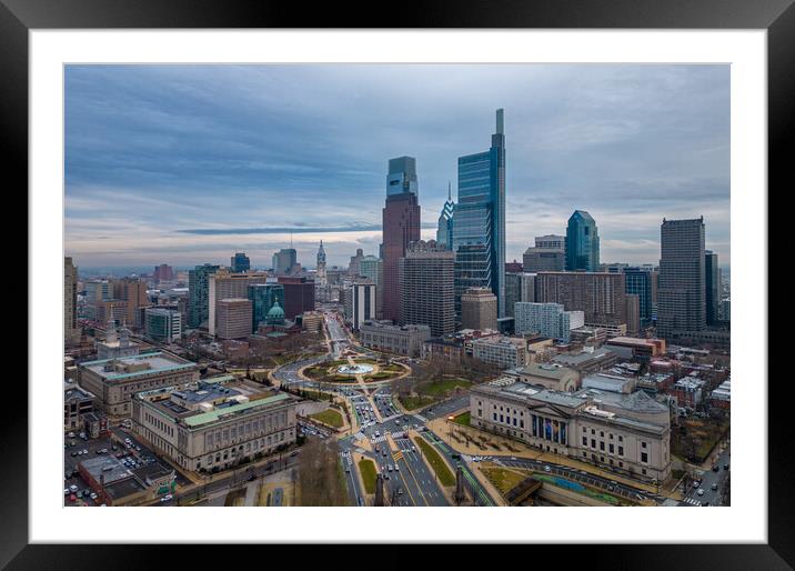 City Center of Philadelphia - aerial view - travel photography Framed Mounted Print by Erik Lattwein