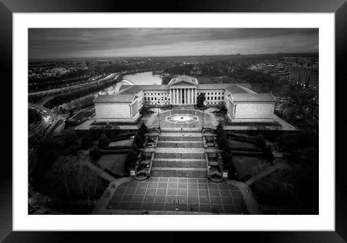 Art Museum Philadelphia - aerial view - travel photography Framed Mounted Print by Erik Lattwein