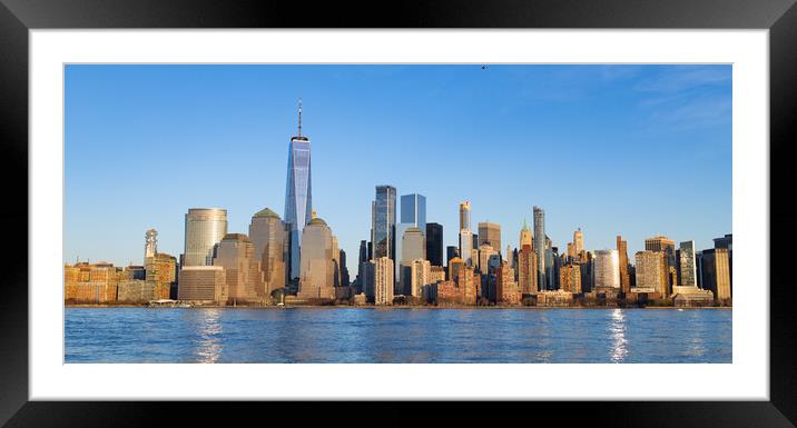 Panoramic skyline of Manhattan on a sunny day - travel photography Framed Mounted Print by Erik Lattwein