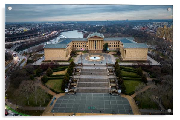 Art Museum Philadelphia - aerial view - travel photography Acrylic by Erik Lattwein