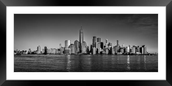 Panoramic skyline of Manhattan on a sunny day - travel photography Framed Mounted Print by Erik Lattwein
