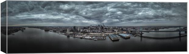 Panoramic aerial view over Philadelphia and Ben Franklin Bridge - travel photography Canvas Print by Erik Lattwein
