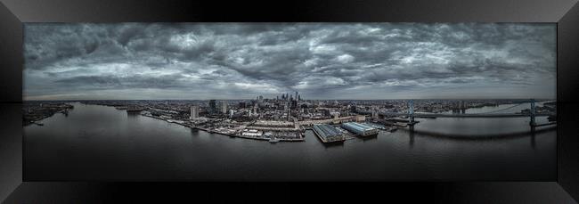 Panoramic aerial view over Philadelphia and Ben Franklin Bridge - travel photography Framed Print by Erik Lattwein