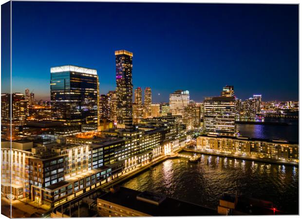 Jersey City by night - view from above - travel photography Canvas Print by Erik Lattwein