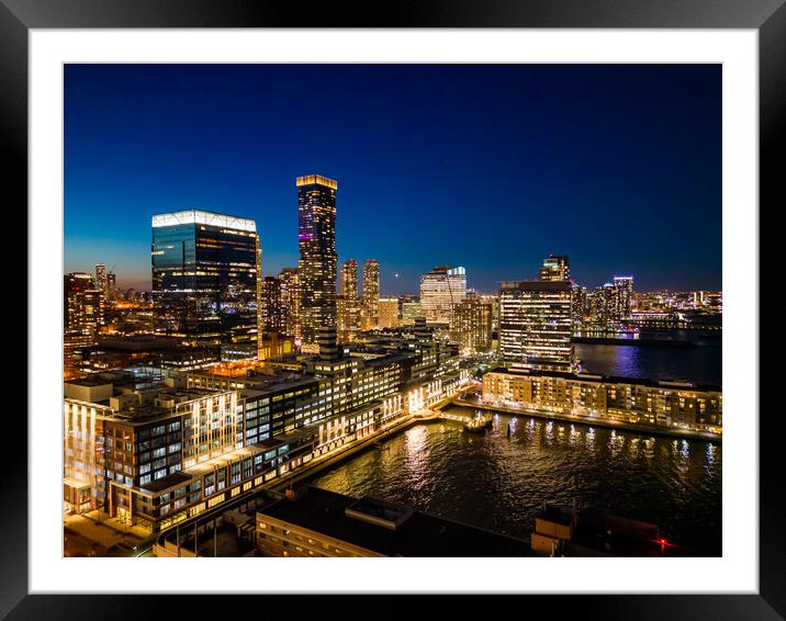 Jersey City by night - view from above - travel photography Framed Mounted Print by Erik Lattwein