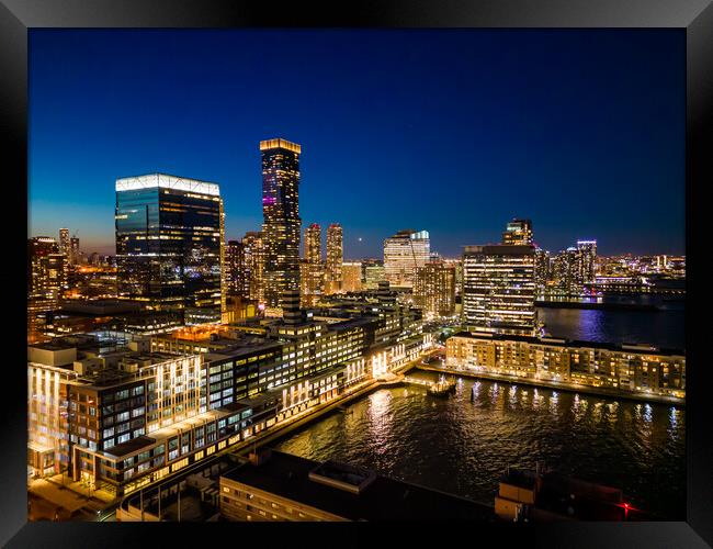 Jersey City by night - view from above - travel photography Framed Print by Erik Lattwein