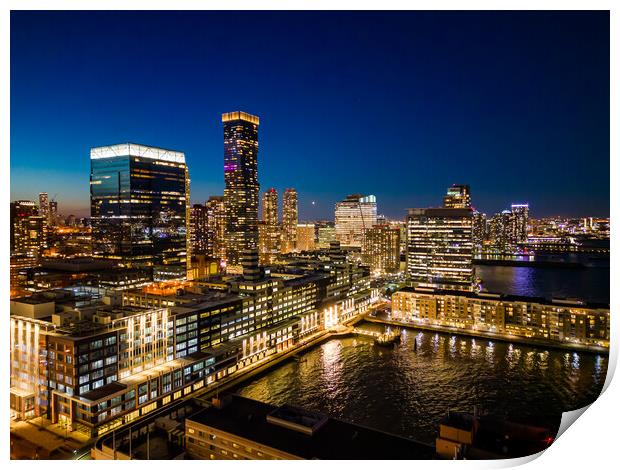 Jersey City by night - view from above - travel photography Print by Erik Lattwein
