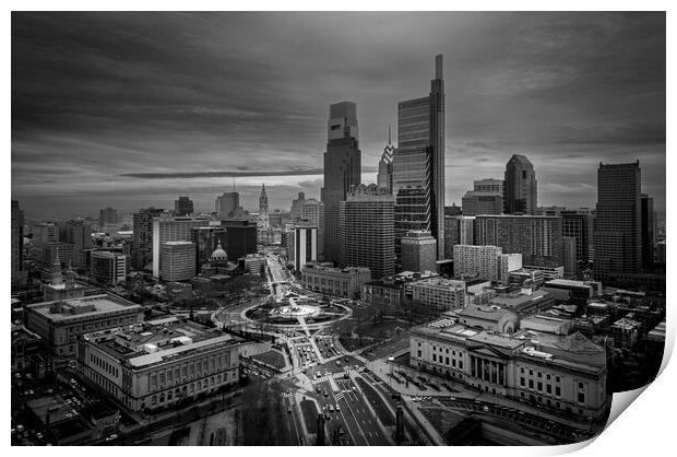 City Center of Philadelphia - aerial view - travel photography Print by Erik Lattwein