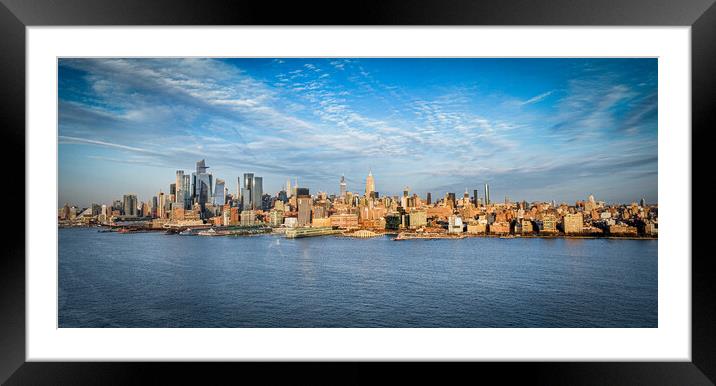 Panoramic aerial view over Manhattan New York City - travel photography Framed Mounted Print by Erik Lattwein