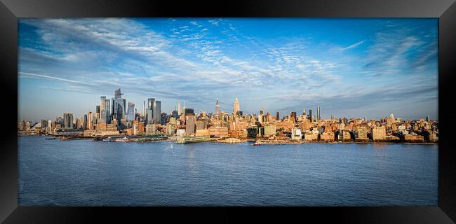Panoramic aerial view over Manhattan New York City - travel photography Framed Print by Erik Lattwein